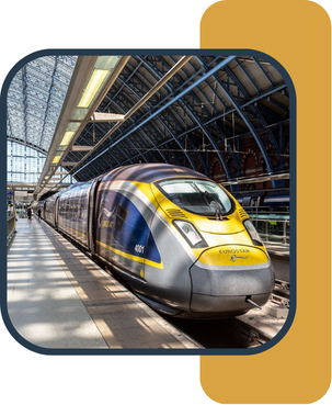 Eurostar, a high-speed rail service from London to Paris